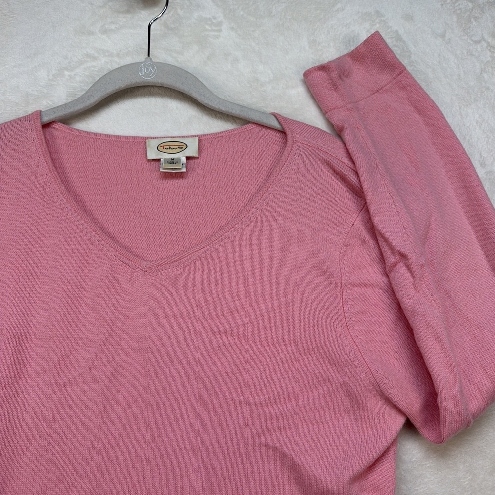 Talbots Cashmere‎ Sweater Women's Medium Pink V Neck Long Sleeve Classic Soft